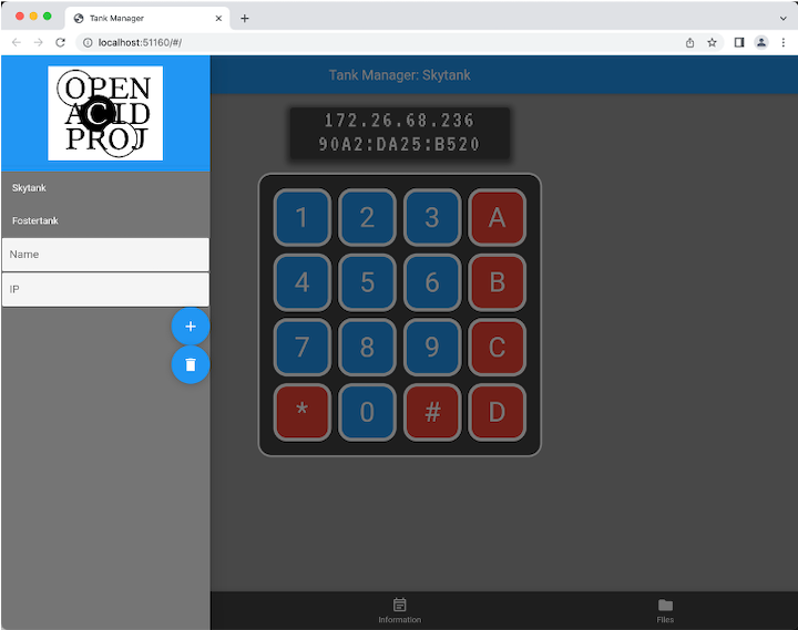 Main Screen of the Tank Controller Manager
